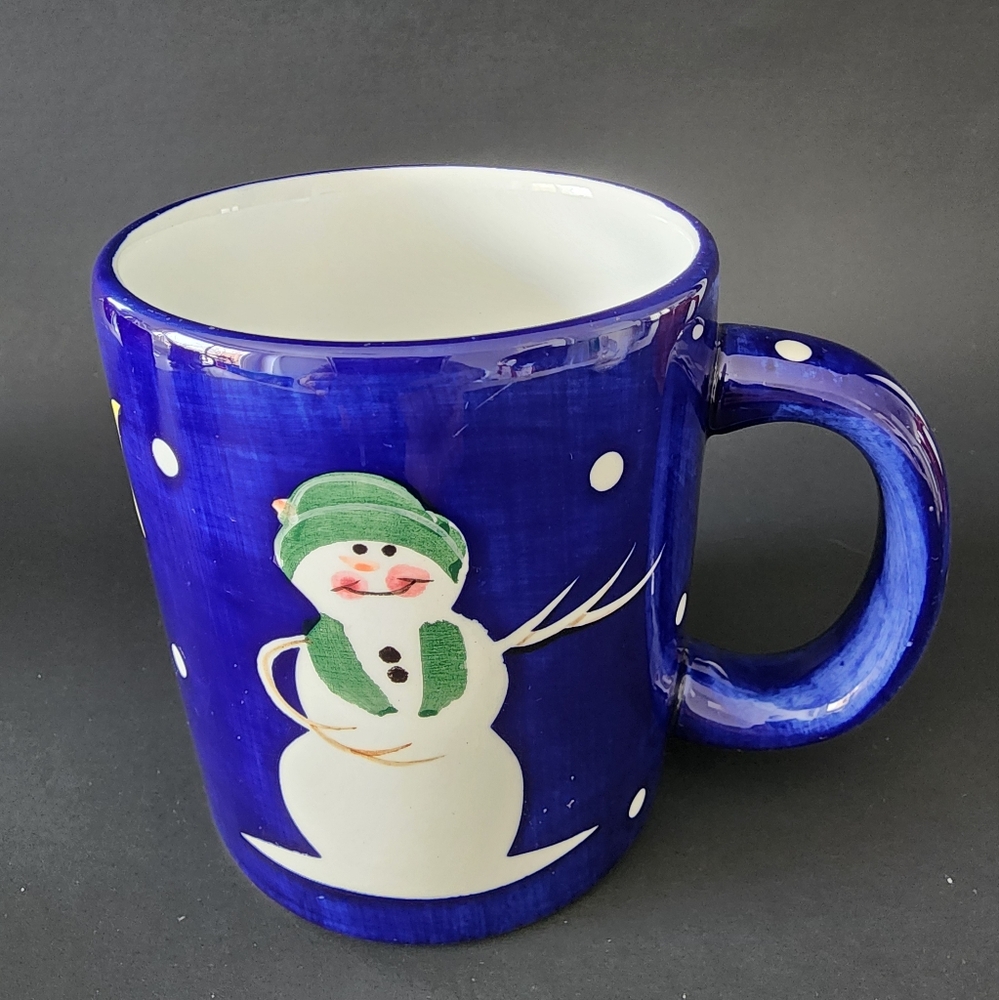 GHA Mayijke Snowman Mug Royal Blue Snow Scene